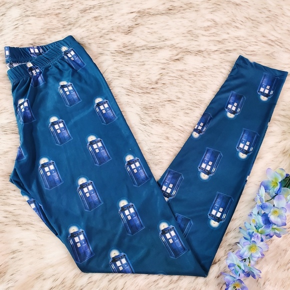 Her Universe Pants - Dr. Who Tardis Call Box Blue Leggings
